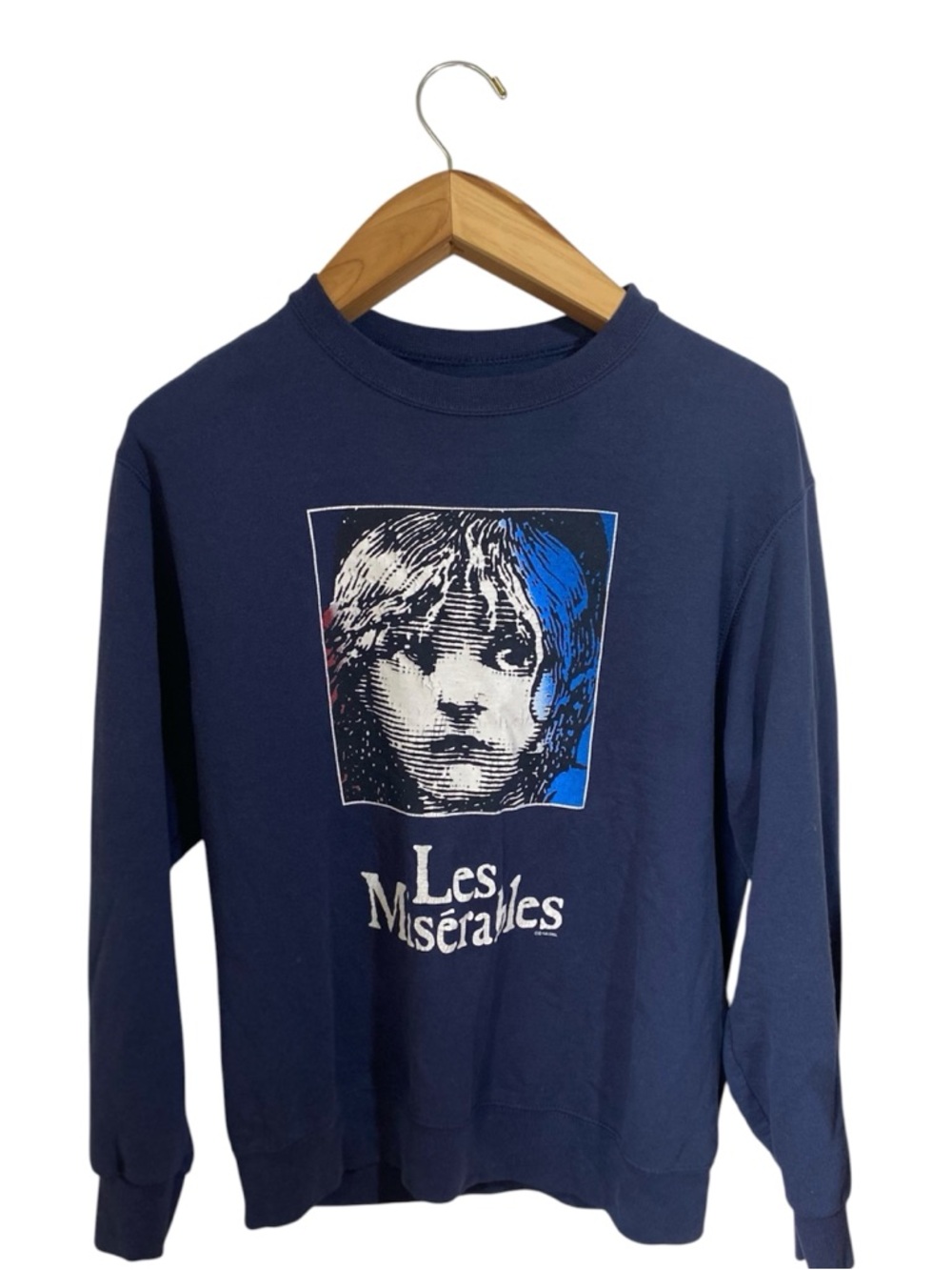 Vintage 1986 Broadway Les Miserables Crewneck Navy Sweatshirt Size Medium